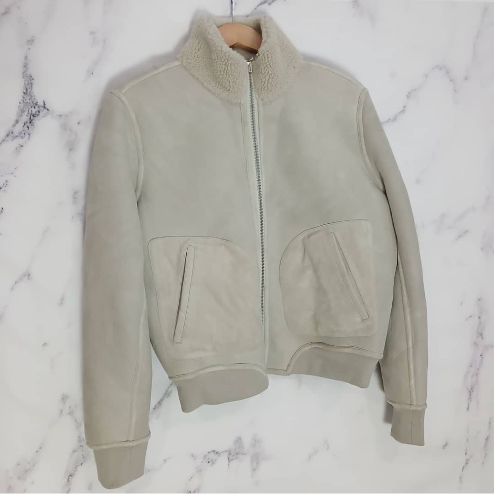 Rag & Bone Beige Jodie Shearling Suede Reversible Lamb Leather Jacket